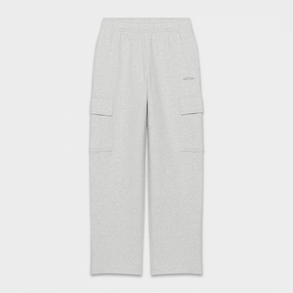 ☁️ Aritzia Sweatfleece Mega Cargo Sweatpants Heather Cloud White M Tall ☁️